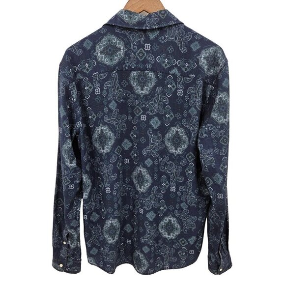 Zara Button Up Shirt Mens Sz Small Blue Patterned Print Business Casual Workwear - Picture 2 of 5